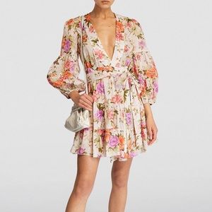 Zimmermann pattie ivory floral mini dress
